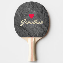 Raquete De Ping Pong Granito Escuro Moderno Pedra Antiga Assinatura Cor