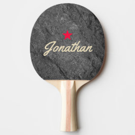 Raquete De Ping Pong Granito Escuro Moderno Pedra Vintage Estrela Assin