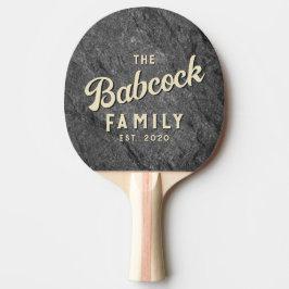 Raquete De Ping Pong Granito Moderno Escuro Pedra Nome da Família & Ano