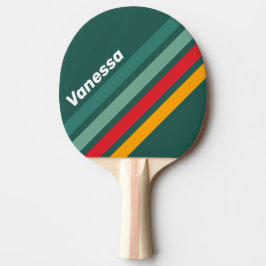 Raquete De Ping Pong Green Angled Striping with Name