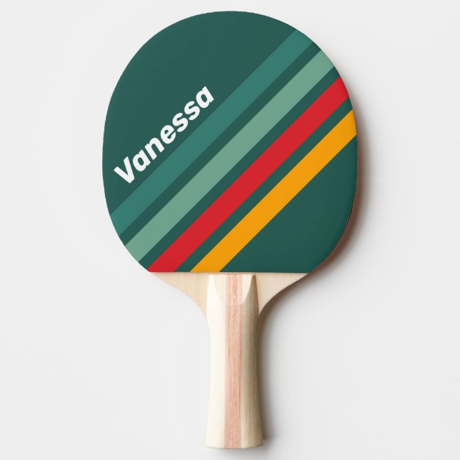 Raquete De Ping Pong Green Angled Striping with Name (Frente)