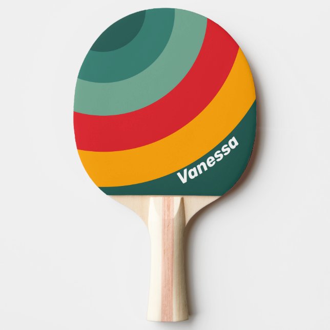 Raquete De Ping Pong Green Circle Stripe with Name (Frente)