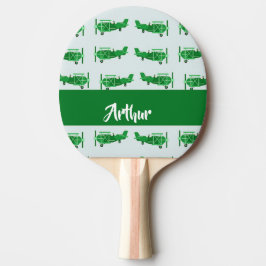 Raquete De Ping Pong Green flying airplanes on blue