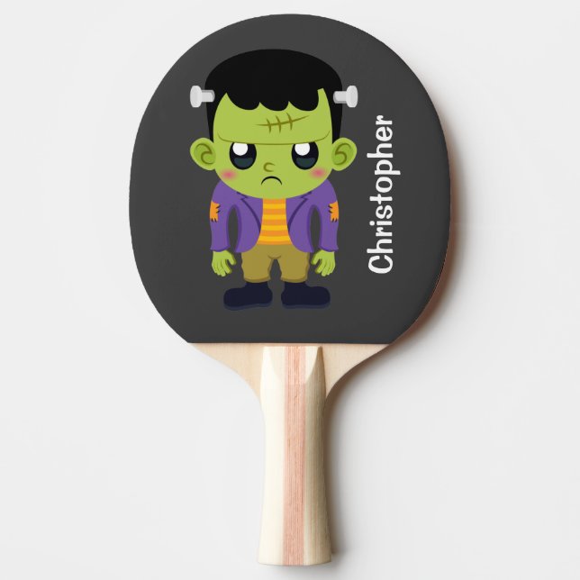 Raquete De Ping Pong Green Frankenstein Monster Halloween (Frente)