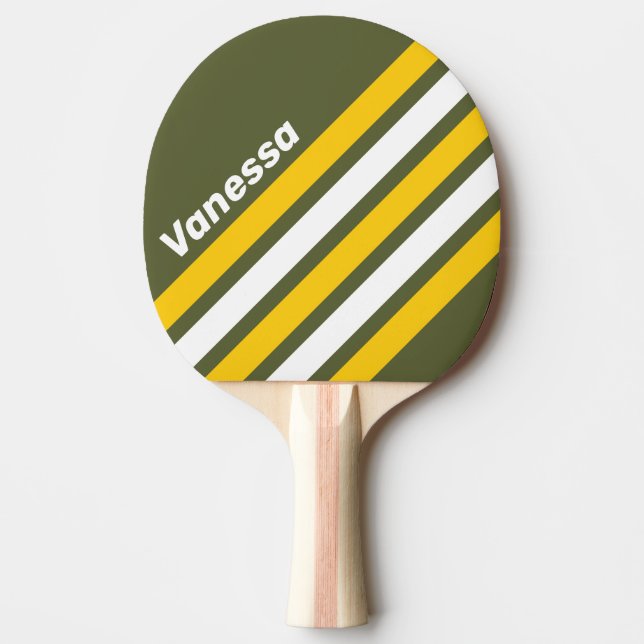 Raquete De Ping Pong Green Honey Nostalgic Angled Striping with Name (Frente)