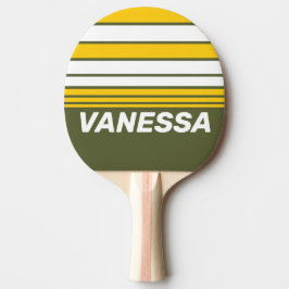 Raquete De Ping Pong Green Honey Nostalgic Horizon Striping with Name