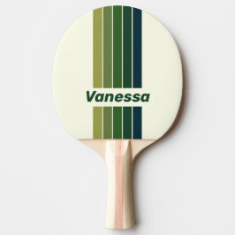 Raquete De Ping Pong Green Retro Five Pin Striped with Name