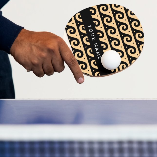 Raquete De Ping Pong Grego Meander Key, Wave Key, Brown, Seu Nome (Insitu)