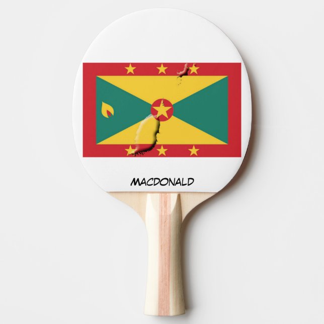 Raquete De Ping Pong GRENADA FLAG & MAP Personalizado (Frente)