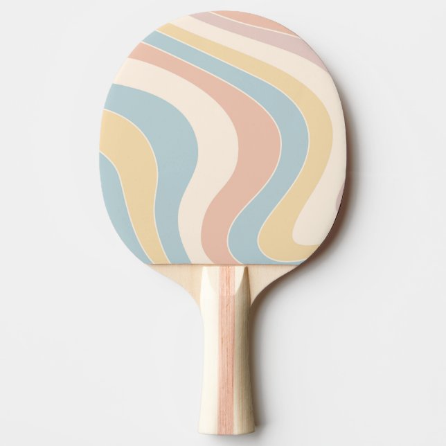 Raquete De Ping Pong Groovy pastel retro style waves design (Frente)