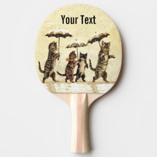 Raquete De Ping Pong Guarda-chuvas listrados dos gatos do vintage que