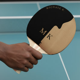 Raquete De Ping Pong Guitar Silhouette Tan Wood Name Monogram