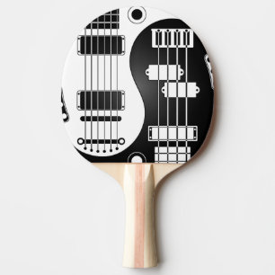 Raquete De Ping Pong Guitarra e Yin baixo Yang branco e preto