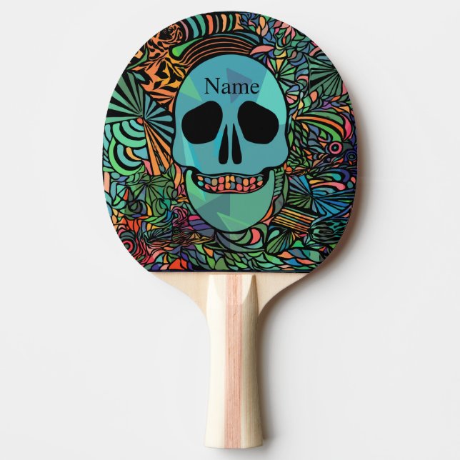 Raquete De Ping Pong Halloween Hippie Skull Thunder_Cove (Frente)