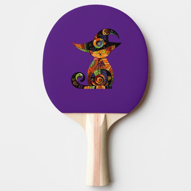 Raquete De Ping Pong Halloween/místico/gato/queda (Frente)