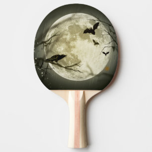 Raquete De Ping Pong Halloween Moon Spooky Crows