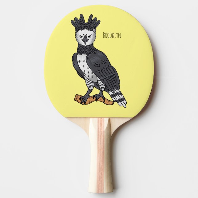 Raquete De Ping Pong Harpy eagle cartoon illustration  (Frente)