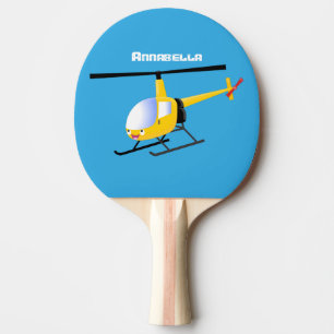 Raquete De Ping Pong Helicóptero de animação amarelo giro