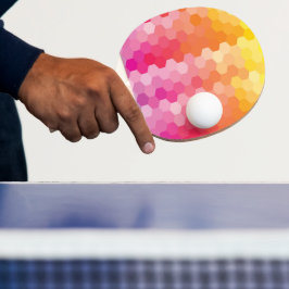 Raquete De Ping Pong Hexágono Geométrico forma amarelo-rosa