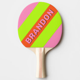 Raquete De Ping Pong HI-VIS e cor-de-rosa estriados com nome