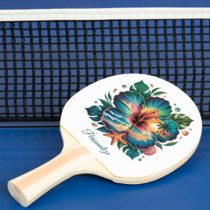 Raquete De Ping Pong Hibisco Tropical do Pôr do Sol Floral Personalizad