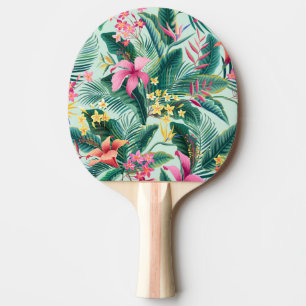 Raquete De Ping Pong Hibisco Tropical: Padrão Floral Sem Costura