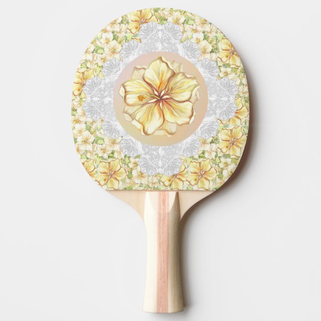 Raquete De Ping Pong Hibiscus & lace AMARELO (Frente)