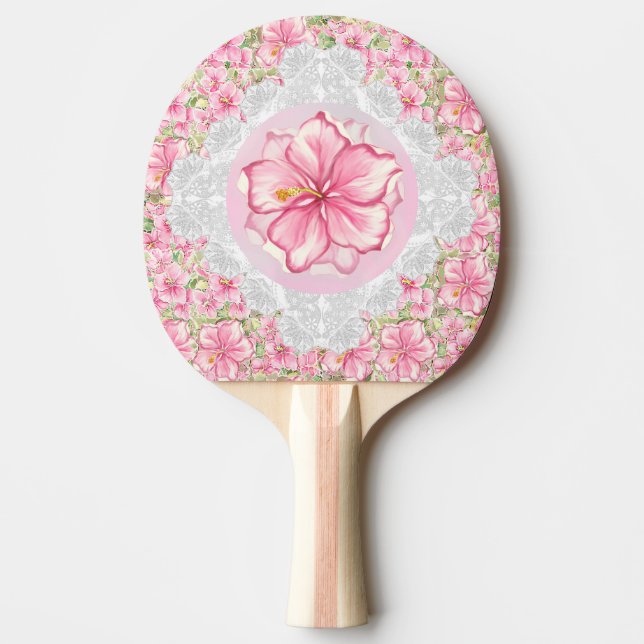 Raquete De Ping Pong Hibiscus & Lace PINK (Frente)