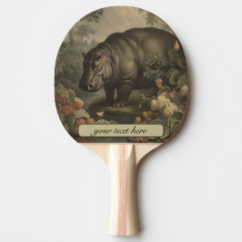 Raquete De Ping Pong Hipopótamo Botânico Vintage, personalizável 