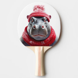 Raquete De Ping Pong Hipopótamo Cachecol e Gorro 