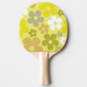 Raquete De Ping Pong Hippie Floral Amarelo Pastel Flor Sem Costura