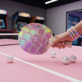 Raquete De Ping Pong Holographic pink y2k aesthetic metallic cyber chic