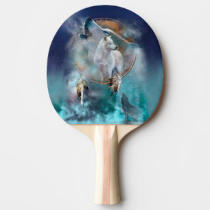 Raquete De Ping Pong Homem-fantasma indiano e lobo-chefe de etnia triba