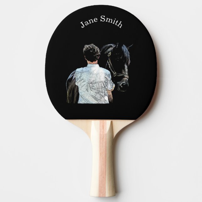 Raquete De Ping Pong Homem Segurando Pino Escuro Ping Pong Paddle (Frente)