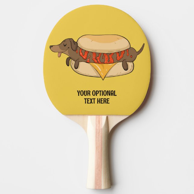 Raquete De Ping Pong Hot Dog de Texto Personalizado (Frente)
