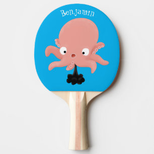 Raquete De Ping Pong Humor animado de polvo de bebê rosa e bonito