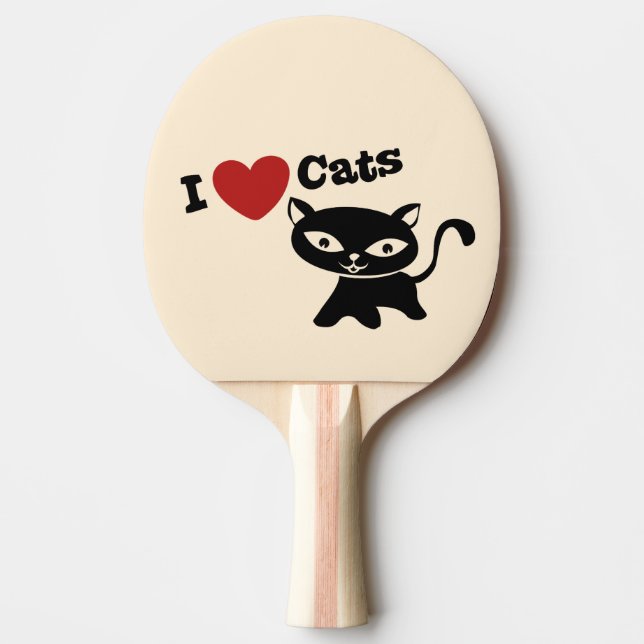 Raquete De Ping Pong I Love Cat (Frente)