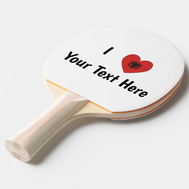 Raquete De Ping Pong I LOVE (Heart Shaped Albanian Flag) Personalizado (Frente inclinada)