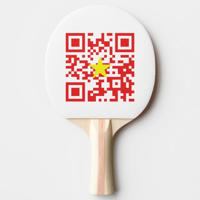 Raquete De Ping Pong I Love Vietnam (Tôi Yêu Viet Nam) Flag QR Code (Frente)