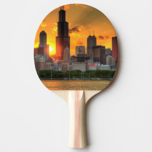 Raquete De Ping Pong Ideia da skyline de Chicago de Adler