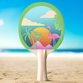 Raquete De Ping Pong Ilha Tropical Flamingo