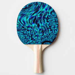 Raquete De Ping Pong Ilusão metálica e torta, imagem azul a verde