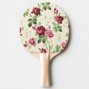 Raquete De Ping Pong Ilustração da safra de rosas em base neutra