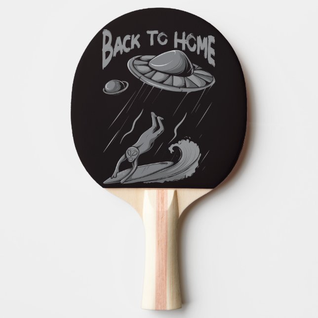 Raquete De Ping Pong ilustração de alienígena ufo surfando com de volta (Frente)