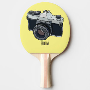 Raquete De Ping Pong Ilustração de desenho animado com câmera de filme