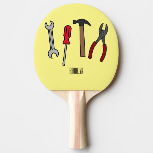 Raquete De Ping Pong Ilustração de desenho animado com ferramentas de c