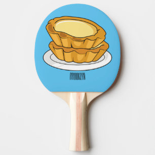 Raquete De Ping Pong Ilustração de desenho animado com tarte de ovo