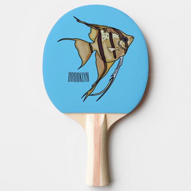 Raquete De Ping Pong Ilustração de desenho animado de Angelfish (Frente)