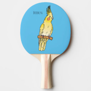 Raquete De Ping Pong Ilustração de desenho animado de aves Cockatiel