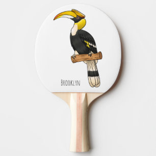 Raquete De Ping Pong ilustração de desenho animado de aves da folha de